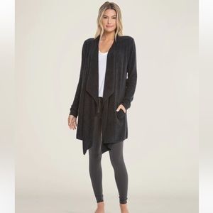 Barefoot Dreams CozyChic open Drape Front Cardigan L/xL super soft gray